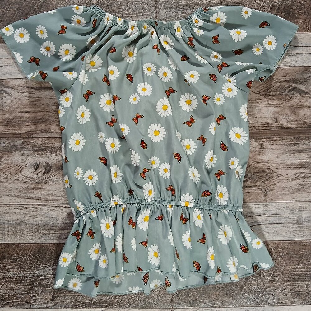 Girls Short sleeve Blouse| Lily Bleu Size L 14